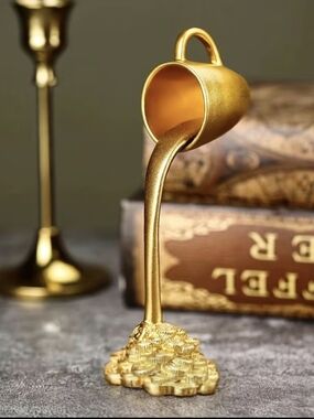 Modern And Chic Gold Floating Cup Money Pile Sculpture